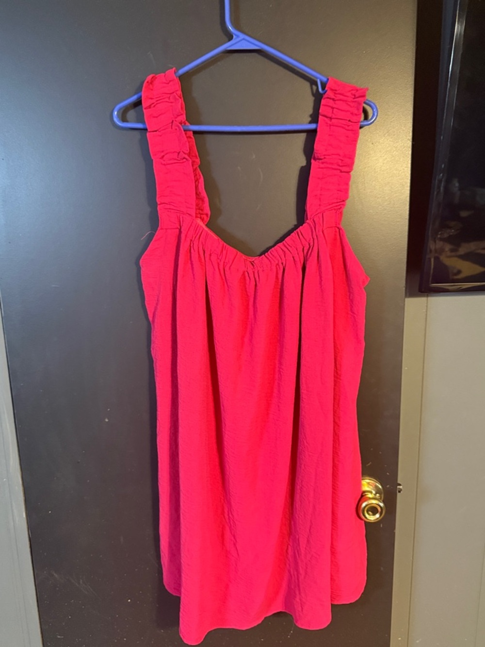 Women’s Bright Pink Ruffle Strap Sundress